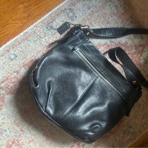 Coach Black Leather Bag with Zipper Detail